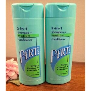 (2) Vintage Pert Plus 2 In 1 Medium Shampoo + Conditioner 6.8 oz Each Normal NOS